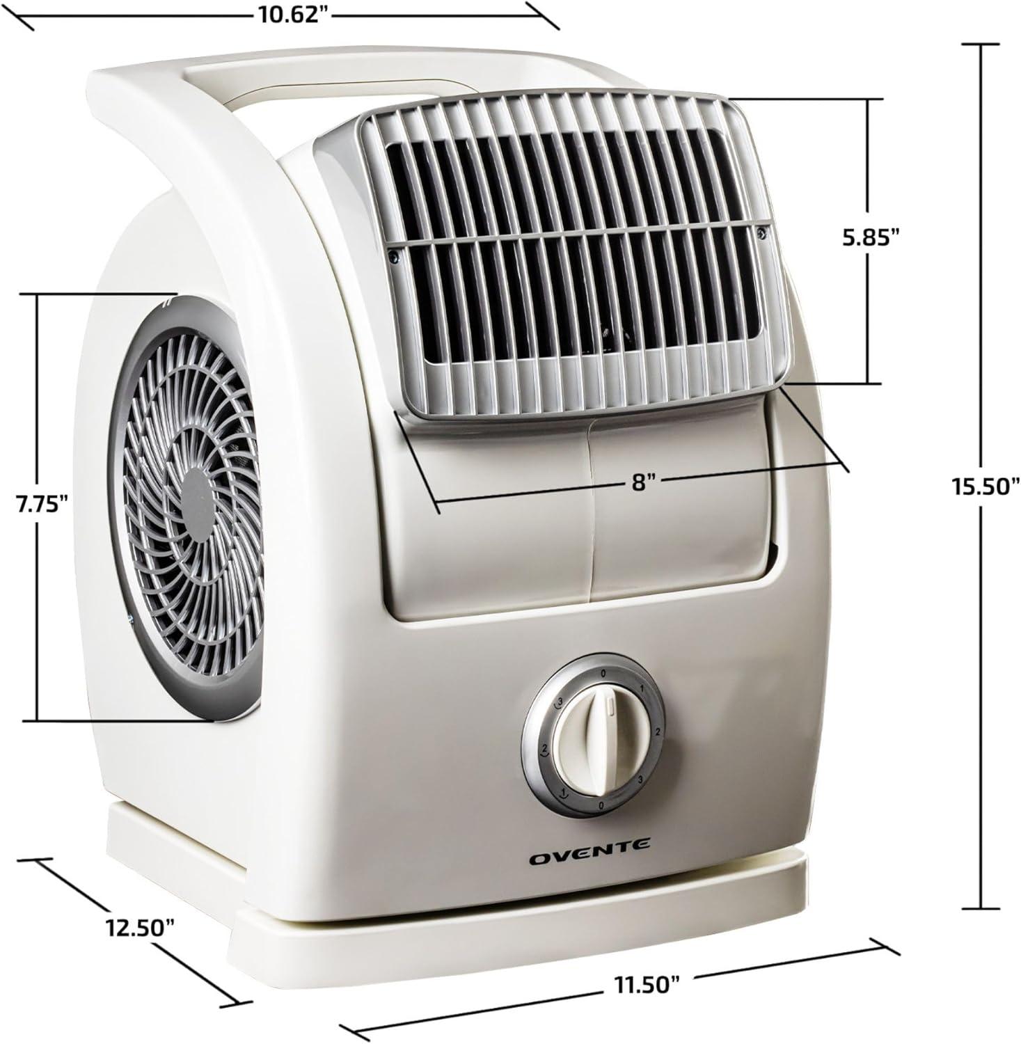 imageOVENTE Electric Blower Floor Fan 15 with 3Speed Control 90 Oscillating and 45 Manual Pivoting Head LowNoise Technology and Easy to Clean Air Filter Ideal for Home Bedroom Office White BF74W