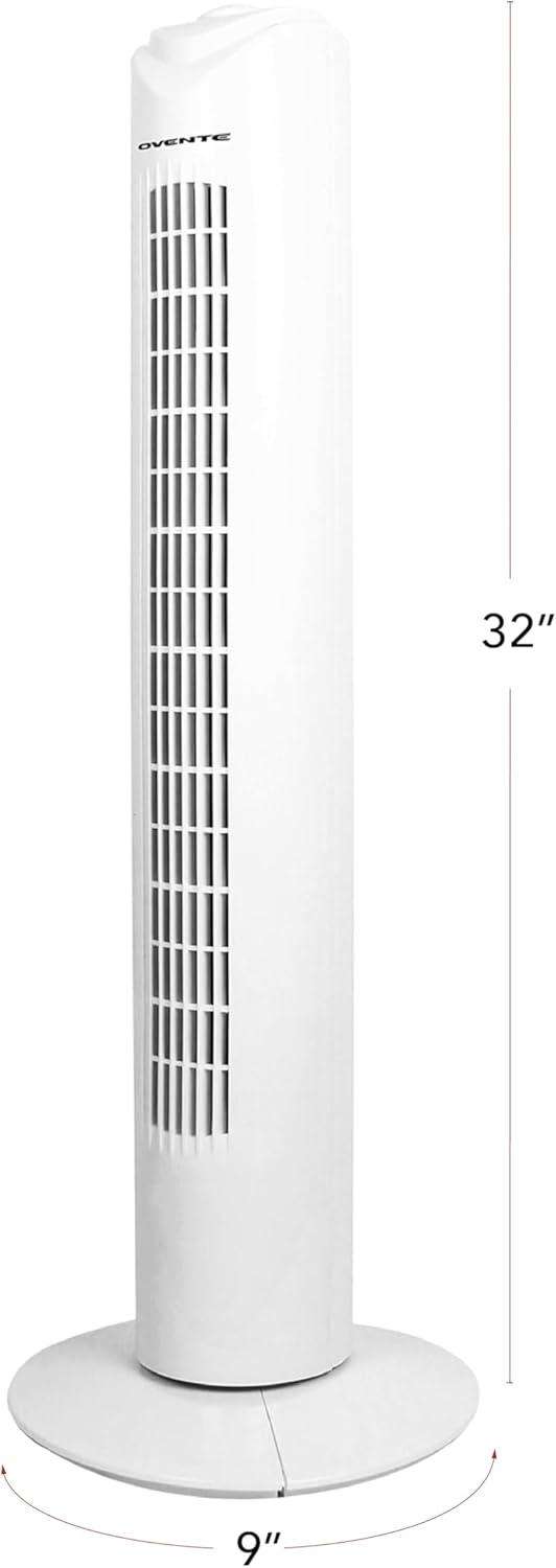 imageOVENTE Oscillating Tower Fan with Remote Control 3Speed LCD Panel amp 8H Timer 305 Quiet amp Bladeless Indoor Standing Floor Fan Blows Cold Air for Home Bedroom Living Room or Office Silver TF88SWhite