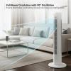 OVENTE Oscillating Tower Fan with Remote Control, 3-Speed LCD Panel & 8H Timer, 30.5″ Quiet & Bladeless Indoor Standing Floor Fan, Blows Cold Air for Home, Bedroom, Living Room or Office, Silver TF88S(White)