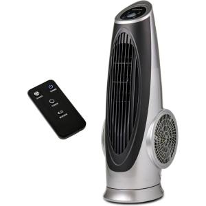 OVENTE Oscillating Tower Fan with Remote Control, 3-Speed LCD Panel & 8H Timer, 30.5″ Quiet & Bladeless Indoor Standing Floor Fan, Blows Cold Air for Home, Bedroom, Living Room or Office, Silver TF88S(Silver)