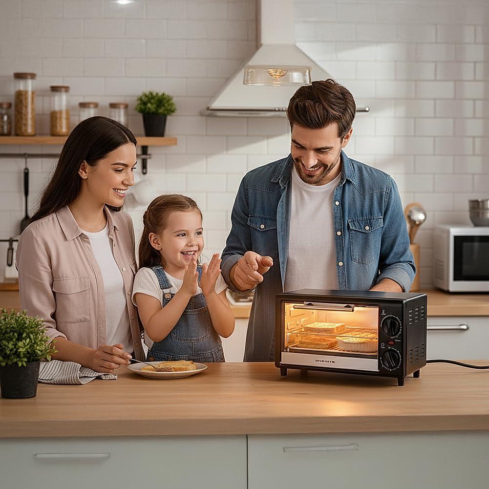 imageOVENTE 8L Countertop Toaster Oven with 60Minute Timer Adjustable Temperature Control EasytoClean Baking Pan 750W Compact Mini for Pizza Toast Bake and Broil Black TO2808BTO2808B