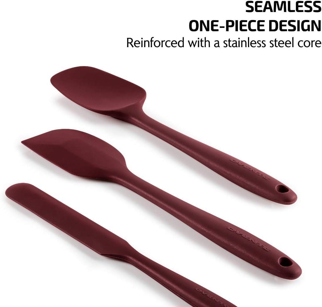 imageOVENTE Silicone Spatula Set of 5 Food Grade Rubber Spatula with High Heat Resistant BPAFree and Dishwasher Safe Nonstick Kitchen Utensils for Baking Cooking and Mixing Green SP12305GRed