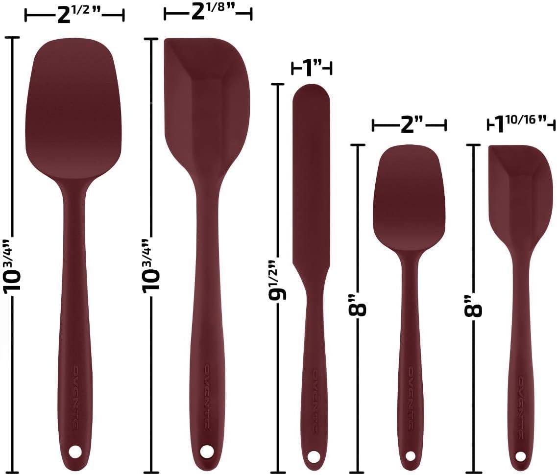 imageOVENTE Silicone Spatula Set of 5 Food Grade Rubber Spatula with High Heat Resistant BPAFree and Dishwasher Safe Nonstick Kitchen Utensils for Baking Cooking and Mixing Green SP12305GRed