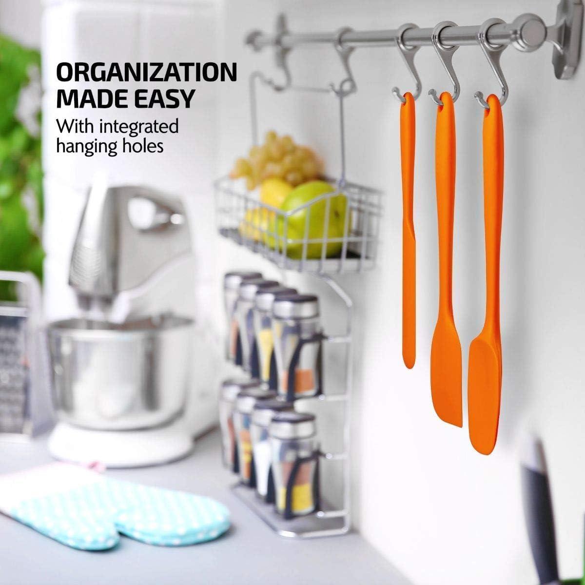 imageOVENTE Silicone Spatula Set of 5 Food Grade Rubber Spatula with High Heat Resistant BPAFree and Dishwasher Safe Nonstick Kitchen Utensils for Baking Cooking and Mixing Green SP12305GOrange