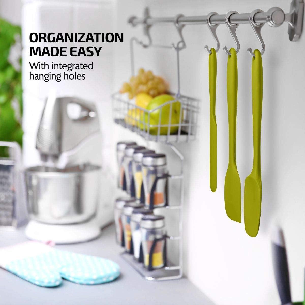 imageOVENTE Silicone Spatula Set of 5 Food Grade Rubber Spatula with High Heat Resistant BPAFree and Dishwasher Safe Nonstick Kitchen Utensils for Baking Cooking and Mixing Green SP12305GGreen
