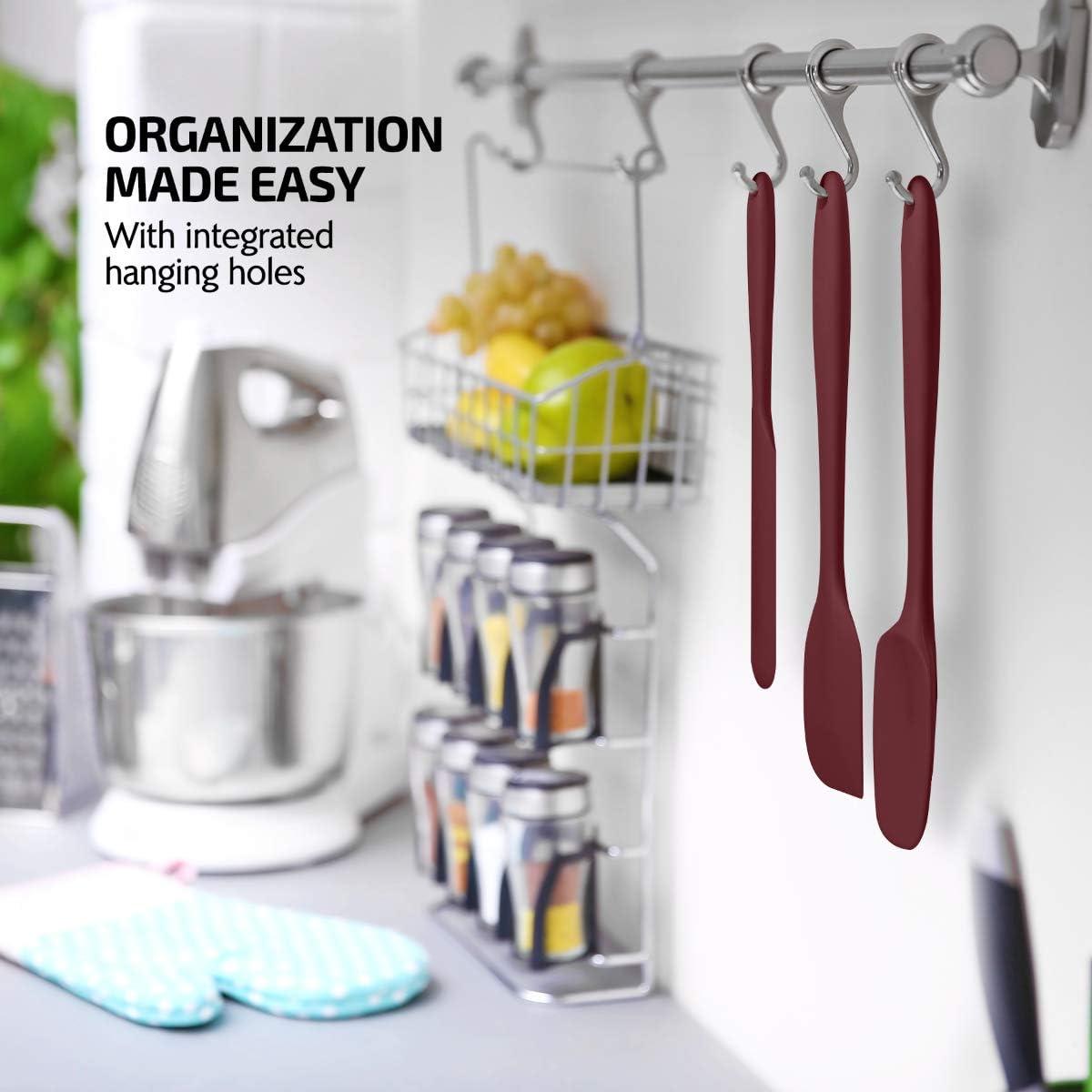 imageOVENTE Silicone Spatula Set of 5 Food Grade Rubber Spatula with High Heat Resistant BPAFree and Dishwasher Safe Nonstick Kitchen Utensils for Baking Cooking and Mixing Green SP12305GRed