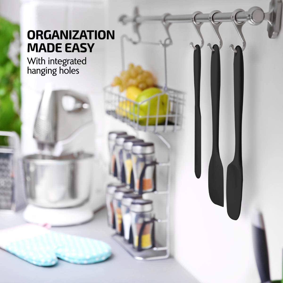 imageOVENTE Silicone Spatula Set of 5 Food Grade Rubber Spatula with High Heat Resistant BPAFree and Dishwasher Safe Nonstick Kitchen Utensils for Baking Cooking and Mixing Green SP12305GBlack
