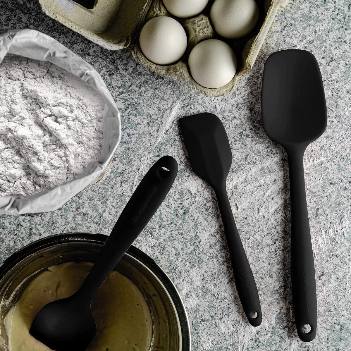 imageOVENTE Silicone Spatula Set of 5 Food Grade Rubber Spatula with High Heat Resistant BPAFree and Dishwasher Safe Nonstick Kitchen Utensils for Baking Cooking and Mixing Green SP12305GBlack