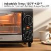 OVENTE 8L Countertop Toaster Oven with 60-Minute Timer, Adjustable Temperature Control, Easy-to-Clean Baking Pan, 750W Compact Mini for Pizza, Toast, Bake, and Broil, Black TO2808B(TO2808B)