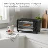 OVENTE 8L Countertop Toaster Oven with 60-Minute Timer, Adjustable Temperature Control, Easy-to-Clean Baking Pan, 750W Compact Mini for Pizza, Toast, Bake, and Broil, Black TO2808B(TO2808B)