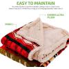 OVENTE Sherpa Throw Blanket for Couch, 50″x60″ Thick and Warm Blanket for Winter, Soft Fuzzy Plush Throw Gift or Sofa Couch Cover for Christmas or Holiday Season with Reindeer Design, Red BLN4688