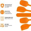 OVENTE Silicone Spatula Set of 5, Food Grade Rubber Spatula with High Heat Resistant, BPA-Free and Dishwasher Safe, Nonstick Kitchen Utensils for Baking, Cooking and Mixing, Green SP12305G(Orange)