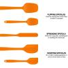OVENTE Silicone Spatula Set of 5, Food Grade Rubber Spatula with High Heat Resistant, BPA-Free and Dishwasher Safe, Nonstick Kitchen Utensils for Baking, Cooking and Mixing, Green SP12305G(Orange)