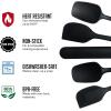 OVENTE Silicone Spatula Set of 5, Food Grade Rubber Spatula with High Heat Resistant, BPA-Free and Dishwasher Safe, Nonstick Kitchen Utensils for Baking, Cooking and Mixing, Green SP12305G(Black)