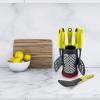 Ovente 2 In 1 Kitchen Utensil Set with Stand Holder & Grater, 6 Piece Cooking Spatula Tools with Heat Resistant Nonstick Coated Nylon Easy Clean Dishwasher Safe for Cooking & Baking, Green KT1901001G