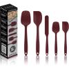 OVENTE Silicone Spatula Set of 5, Food Grade Rubber Spatula with High Heat Resistant, BPA-Free and Dishwasher Safe, Nonstick Kitchen Utensils for Baking, Cooking and Mixing, Green SP12305G(Red)