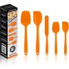 OVENTE Silicone Spatula Set of 5, Food Grade Rubber Spatula with High Heat Resistant, BPA-Free and Dishwasher Safe, Nonstick Kitchen Utensils for Baking, Cooking and Mixing, Green SP12305G(Orange)
