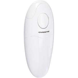 Ovente Electric Automatic Handheld Can Opener with One Touch Start Button, Compact Cordless 4 AA Battery Operated and Smooth Edge Opener for Seniors and Teens, Easy Opening and Clean, White CO36W