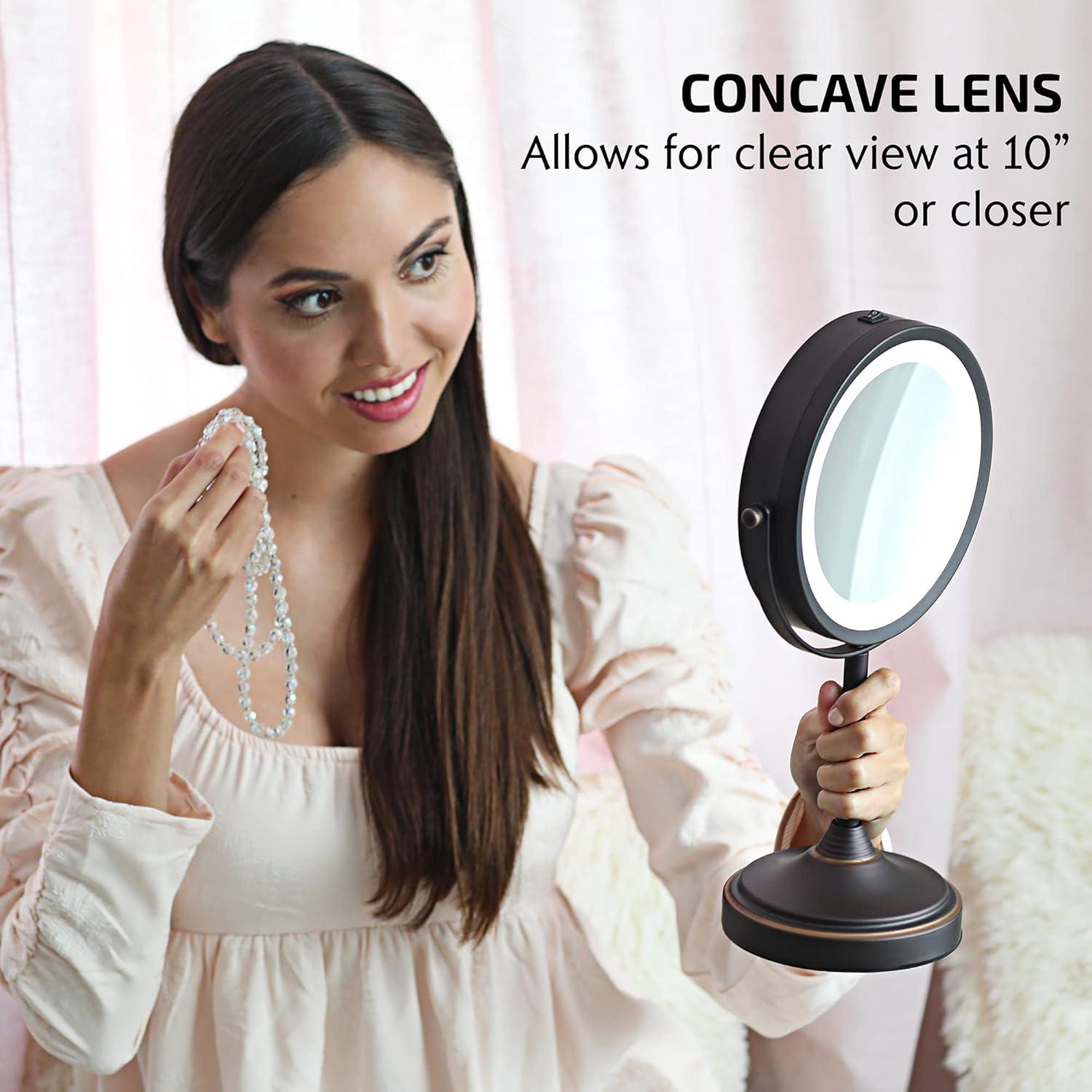 imageOVENTE 7 Tabletop Makeup Mirror with 1X7X Magnification 360 Swivel Design and DoubleSided FreeStanding Vanity Mirror Perfect for Dresser Bedroom and Office Desk Polished Chrome MNLCT70CH1X7XAntique Bronze
