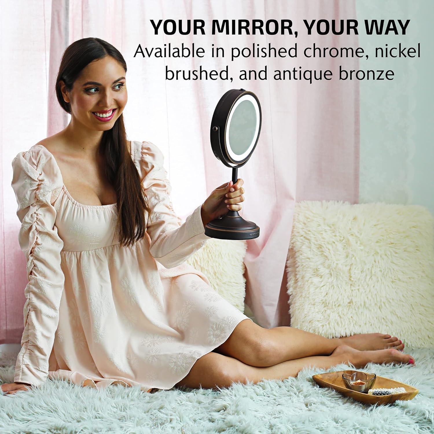 imageOVENTE 7 Tabletop Makeup Mirror with 1X7X Magnification 360 Swivel Design and DoubleSided FreeStanding Vanity Mirror Perfect for Dresser Bedroom and Office Desk Polished Chrome MNLCT70CH1X7XAntique Bronze
