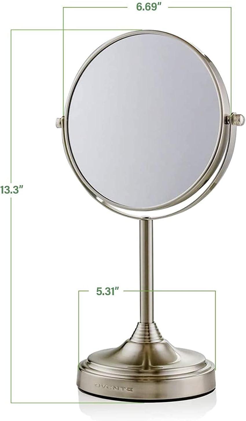 imageOVENTE 7 Tabletop Makeup Mirror with 1X7X Magnification 360 Swivel Design and DoubleSided FreeStanding Vanity Mirror Perfect for Dresser Bedroom and Office Desk Polished Chrome MNLCT70CH1X7XNickel Brushed