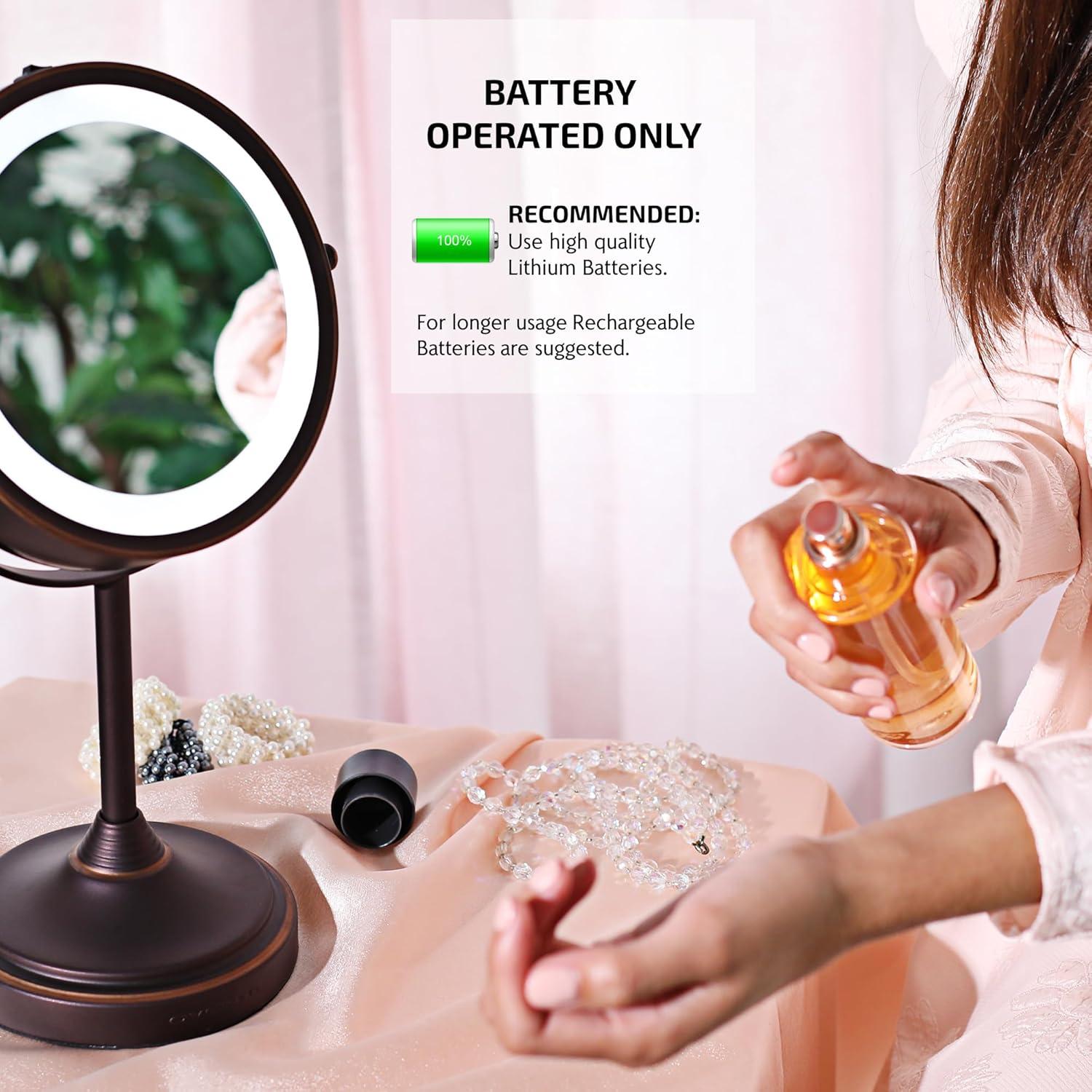 imageOVENTE 7 Tabletop Makeup Mirror with 1X7X Magnification 360 Swivel Design and DoubleSided FreeStanding Vanity Mirror Perfect for Dresser Bedroom and Office Desk Polished Chrome MNLCT70CH1X7XAntique Bronze