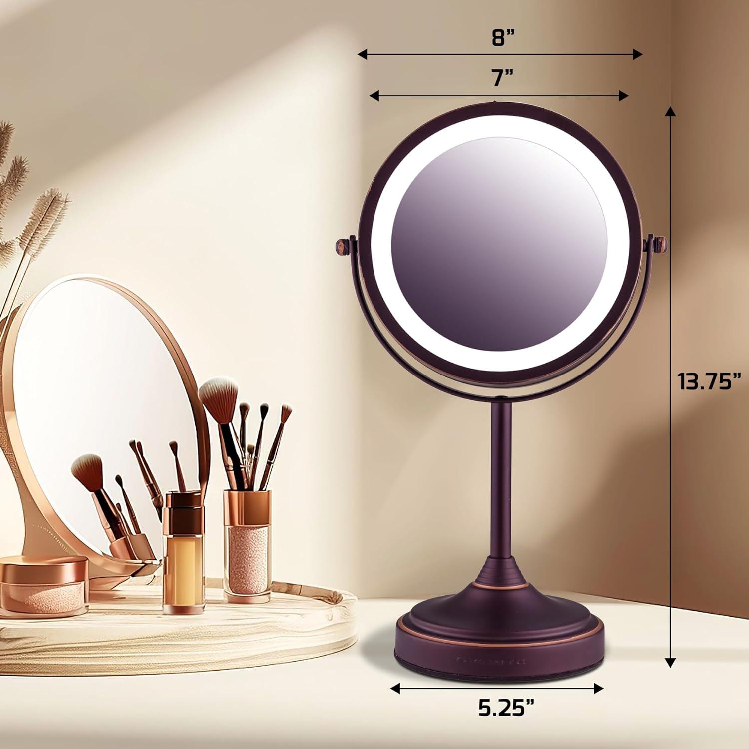 imageOVENTE 7 Tabletop Makeup Mirror with 1X7X Magnification 360 Swivel Design and DoubleSided FreeStanding Vanity Mirror Perfect for Dresser Bedroom and Office Desk Polished Chrome MNLCT70CH1X7XAntique Bronze