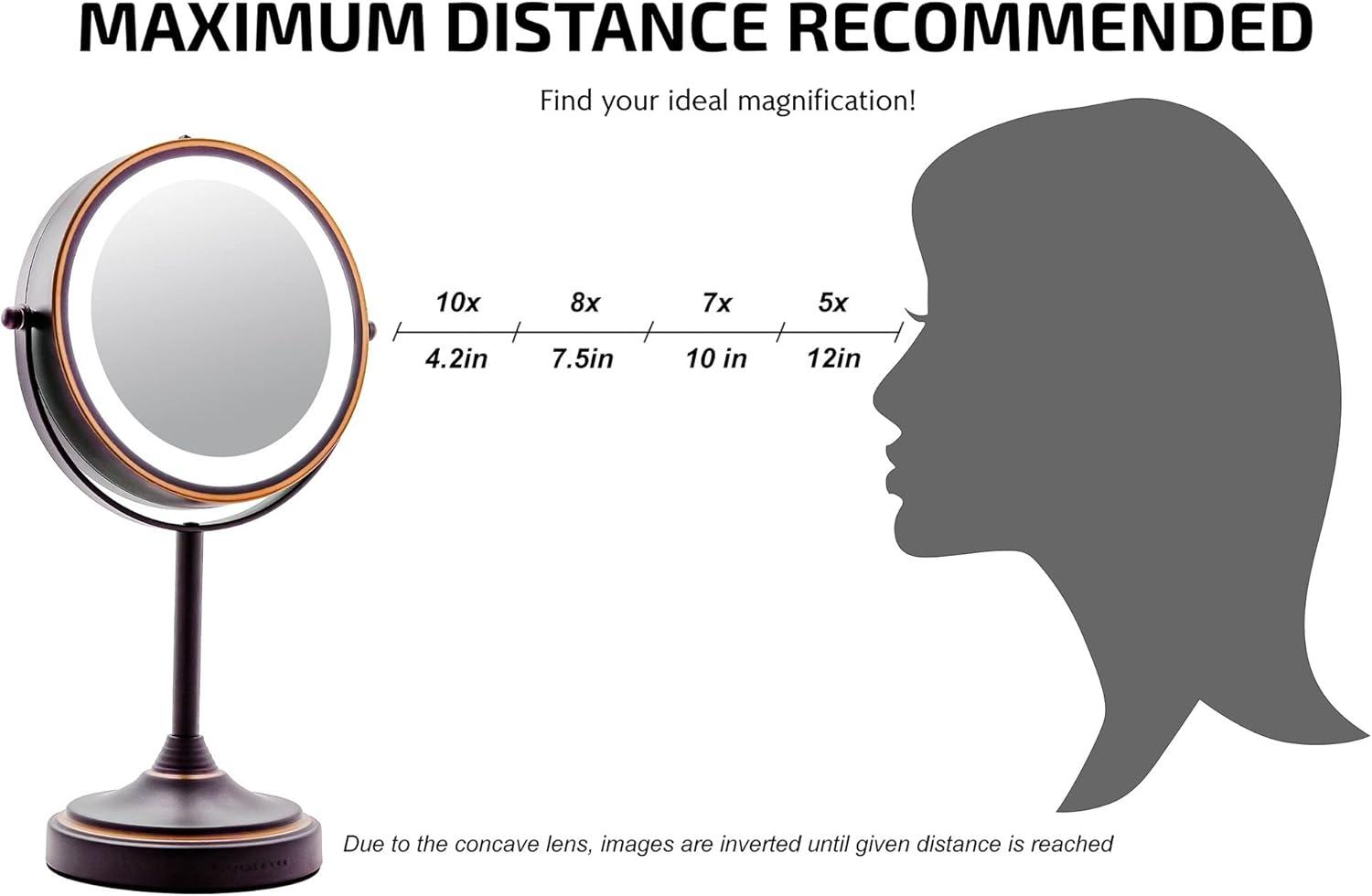 imageOVENTE 7 Tabletop Makeup Mirror with 1X7X Magnification 360 Swivel Design and DoubleSided FreeStanding Vanity Mirror Perfect for Dresser Bedroom and Office Desk Polished Chrome MNLCT70CH1X7XAntique Bronze