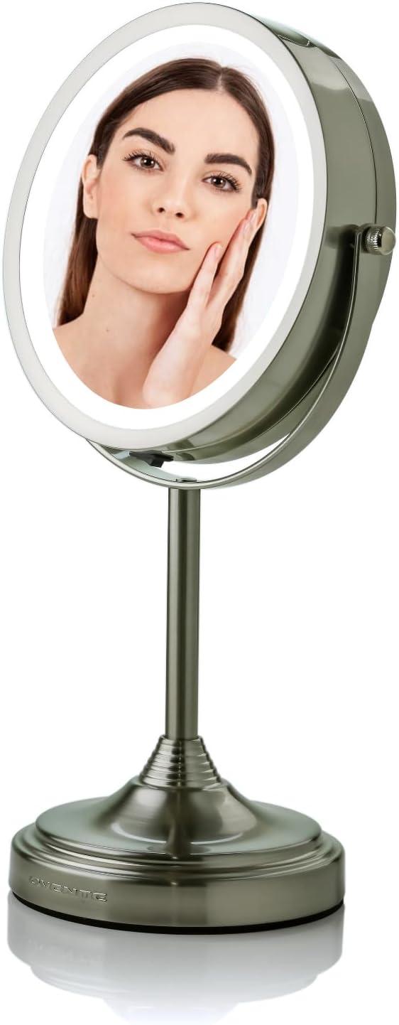 imageOVENTE 7 Tabletop Makeup Mirror with 1X7X Magnification 360 Swivel Design and DoubleSided FreeStanding Vanity Mirror Perfect for Dresser Bedroom and Office Desk Polished Chrome MNLCT70CH1X7XNickel Brushed
