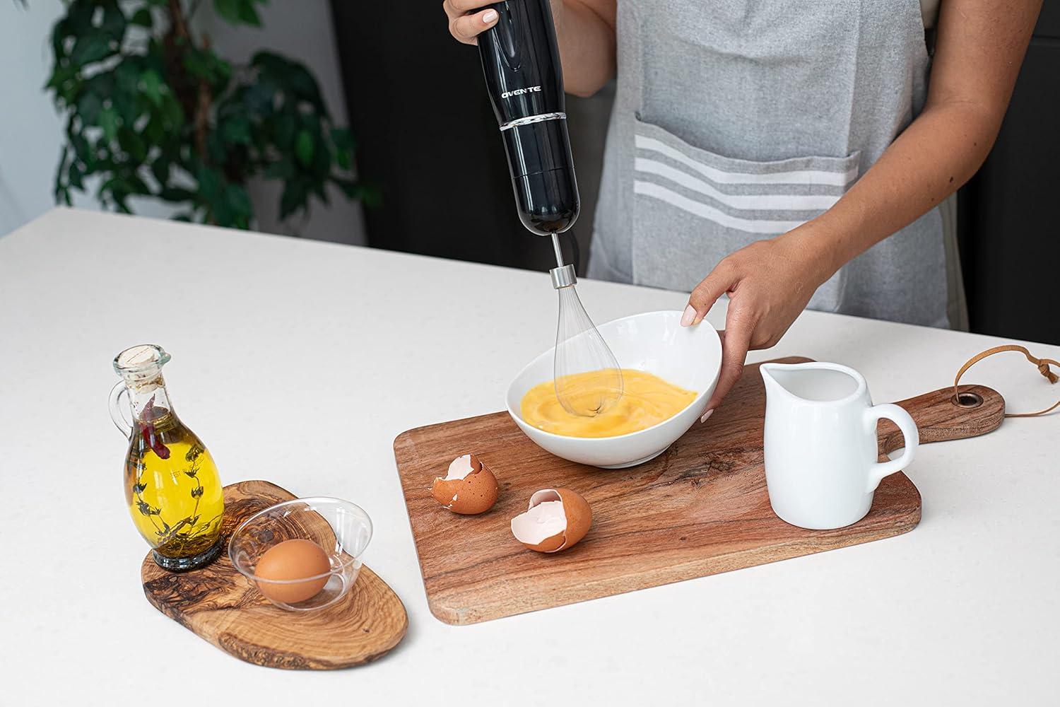 imageOVENTE Immersion Hand Blender 300W Corded Electric Handheld Stick Mixer with 2 Mixing Speeds and Stainless Steel Blades for Smoothies Purees amp Baby Food White HS560WBlack With Attachment