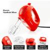 OVENTE 5-Speed Corded Electric Hand Mixer with Stainless Steel Whisks, Compact Portable Design with Snap-On Storage Case,150W Lightweight Handheld Mixer for Baking & Cooking, White HM151W(Red)