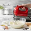OVENTE 5-Speed Corded Electric Hand Mixer with Stainless Steel Whisks, Compact Portable Design with Snap-On Storage Case,150W Lightweight Handheld Mixer for Baking & Cooking, White HM151W(Red)