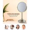 OVENTE 7” Tabletop Makeup Mirror with 1X/7X Magnification, 360° Swivel Design and Double-Sided Free-Standing Vanity Mirror Perfect for Dresser, Bedroom and Office Desk, Polished Chrome MNLCT70CH1X7X(Nickel Brushed)