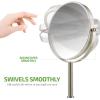 OVENTE 7” Tabletop Makeup Mirror with 1X/7X Magnification, 360° Swivel Design and Double-Sided Free-Standing Vanity Mirror Perfect for Dresser, Bedroom and Office Desk, Polished Chrome MNLCT70CH1X7X(Nickel Brushed)