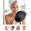 OVENTE 9” Rechargeable Lighted Wall Mount Makeup Mirror for Bathroom with Mini Magnetic 10X Magnifying Mirror, Touch Screen Dimmable LED Lights, Flexible Gooseneck and Suction Mounting, White MOW22W(Black)