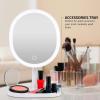 OVENTE 9” Rechargeable Lighted Wall Mount Makeup Mirror for Bathroom with Mini Magnetic 10X Magnifying Mirror, Touch Screen Dimmable LED Lights, Flexible Gooseneck and Suction Mounting, White MOW22W(White)