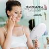 OVENTE 9” Rechargeable Lighted Wall Mount Makeup Mirror for Bathroom with Mini Magnetic 10X Magnifying Mirror, Touch Screen Dimmable LED Lights, Flexible Gooseneck and Suction Mounting, White MOW22W(White)