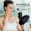OVENTE 9” Rechargeable Lighted Wall Mount Makeup Mirror for Bathroom with Mini Magnetic 10X Magnifying Mirror, Touch Screen Dimmable LED Lights, Flexible Gooseneck and Suction Mounting, White MOW22W(Black)