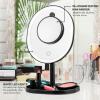 OVENTE 9” Rechargeable Lighted Wall Mount Makeup Mirror for Bathroom with Mini Magnetic 10X Magnifying Mirror, Touch Screen Dimmable LED Lights, Flexible Gooseneck and Suction Mounting, White MOW22W(Black)
