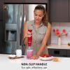 OVENTE Immersion Hand Blender, 300W Corded Electric Handheld Stick Mixer with 2 Mixing Speeds and Stainless Steel Blades for Smoothies, Purees & Baby Food, White HS560W(Red – With Attachment)