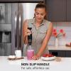 OVENTE Immersion Hand Blender, 300W Corded Electric Handheld Stick Mixer with 2 Mixing Speeds and Stainless Steel Blades for Smoothies, Purees & Baby Food, White HS560W(Black – With Attachment)