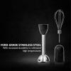 OVENTE Immersion Hand Blender, 300W Corded Electric Handheld Stick Mixer with 2 Mixing Speeds and Stainless Steel Blades for Smoothies, Purees & Baby Food, White HS560W(Black – With Attachment)