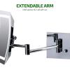 OVENTE Wall Mounted Lighted Makeup Vanity Mirror, 9″ Hard Wired Double Sided 1X/7X Magnifying Bathroom Mirror, Dimmable LED Lights, 360° Rotation and 14″ Extendable Arm, Rubbed Bronze MPWD3185BZ1X7X(Polished Chrome)