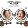OVENTE Wall Mounted Lighted Makeup Vanity Mirror, 9″ Hard Wired Double Sided 1X/7X Magnifying Bathroom Mirror, Dimmable LED Lights, 360° Rotation and 14″ Extendable Arm, Rubbed Bronze MPWD3185BZ1X7X(Antique Bronze)