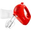 OVENTE 5-Speed Corded Electric Hand Mixer with Stainless Steel Whisks, Compact Portable Design with Snap-On Storage Case,150W Lightweight Handheld Mixer for Baking & Cooking, White HM151W(Red)