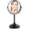 OVENTE 7” Tabletop Makeup Mirror with 1X/7X Magnification, 360° Swivel Design and Double-Sided Free-Standing Vanity Mirror Perfect for Dresser, Bedroom and Office Desk, Polished Chrome MNLCT70CH1X7X(Antique Bronze)