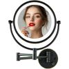 OVENTE Wall Mounted Lighted Makeup Vanity Mirror, 9″ Hard Wired Double Sided 1X/7X Magnifying Bathroom Mirror, Dimmable LED Lights, 360° Rotation and 14″ Extendable Arm, Rubbed Bronze MPWD3185BZ1X7X(Oil Rubbed Bronze)