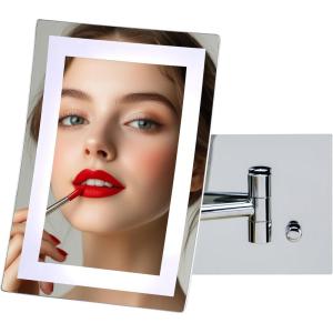 OVENTE Wall Mounted Lighted Makeup Vanity Mirror, 9″ Hard Wired Double Sided 1X/7X Magnifying Bathroom Mirror, Dimmable LED Lights, 360° Rotation and 14″ Extendable Arm, Rubbed Bronze MPWD3185BZ1X7X(Polished Chrome)