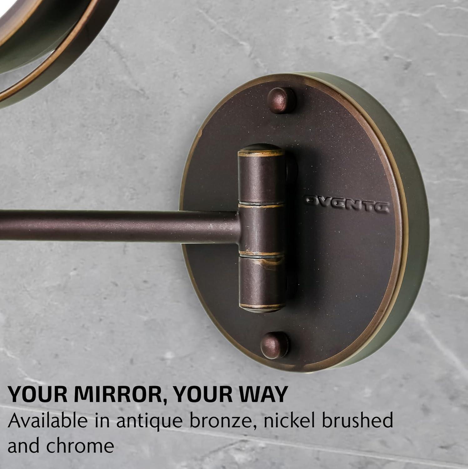 imageOVENTE Wall Mounted Lighted Makeup Mirror 9 Double Sided 1X10X Magnifying Vanity Mirror for Bathroom with LED Lights Cordless 360 Rotation and 13 Extendable Arm Polished Chrome MFW85CH1X10XAntique Bronze