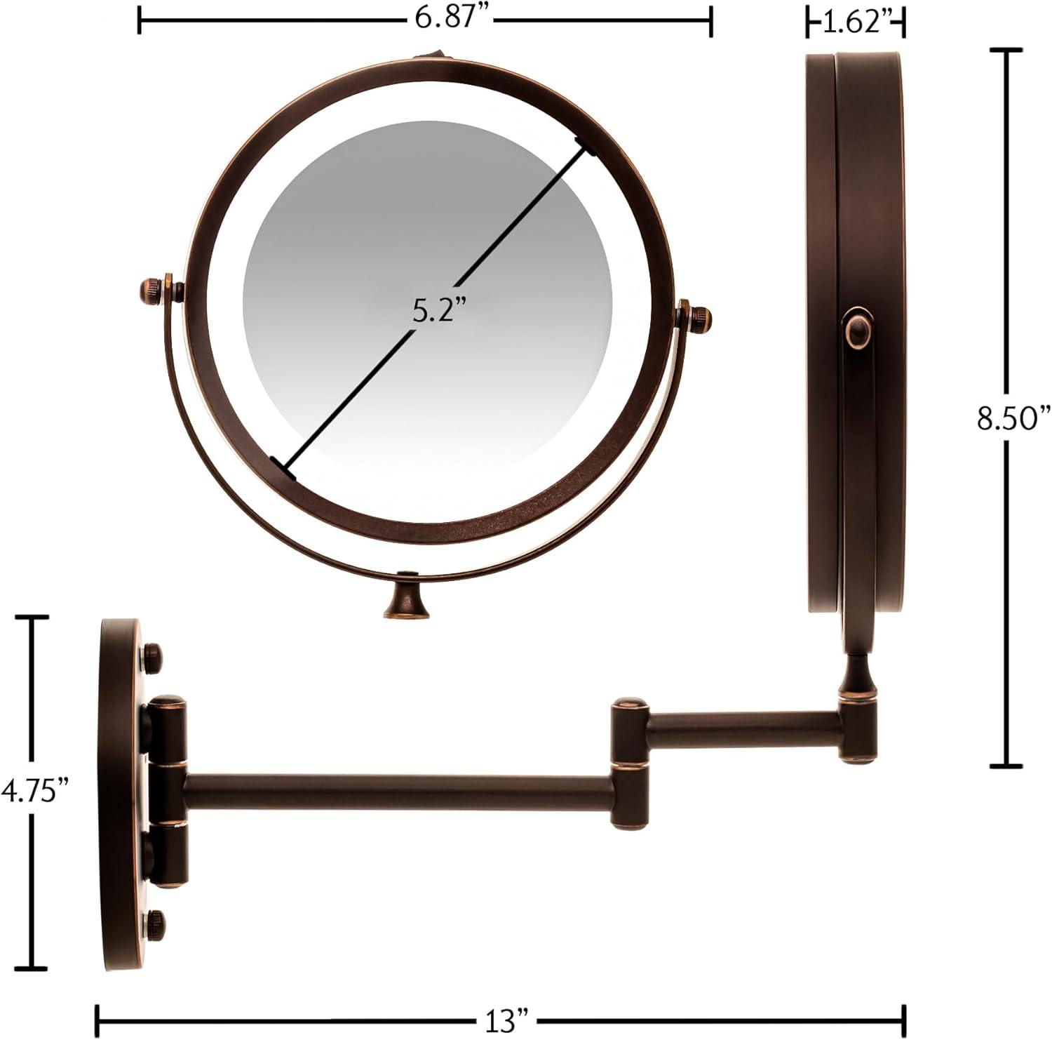 imageOVENTE Wall Mounted Lighted Makeup Mirror 9 Double Sided 1X10X Magnifying Vanity Mirror for Bathroom with LED Lights Cordless 360 Rotation and 13 Extendable Arm Polished Chrome MFW85CH1X10XAntique Bronze